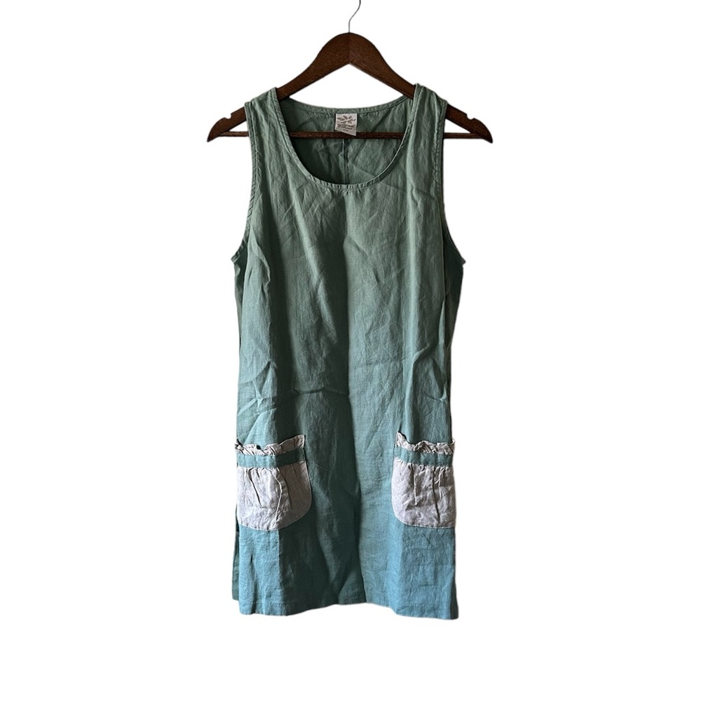 Match Point USA 100% Linen Lagenlook Cottagecore shift dress size Small